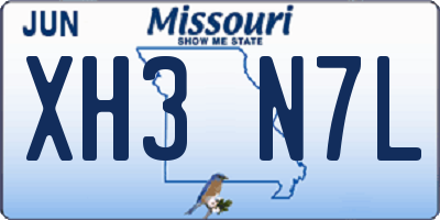 MO license plate XH3N7L