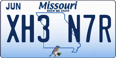 MO license plate XH3N7R