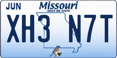 MO license plate XH3N7T