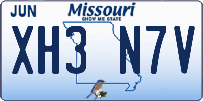 MO license plate XH3N7V