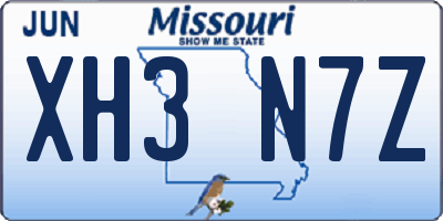 MO license plate XH3N7Z