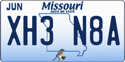 MO license plate XH3N8A