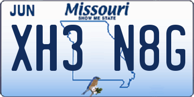 MO license plate XH3N8G