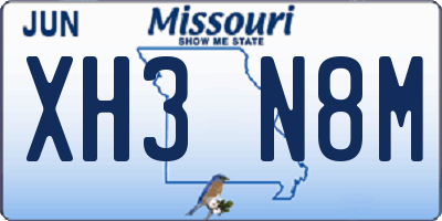 MO license plate XH3N8M