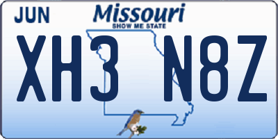 MO license plate XH3N8Z