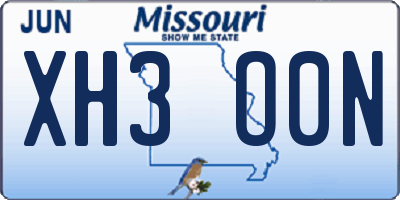 MO license plate XH3O0N