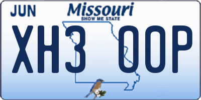 MO license plate XH3O0P