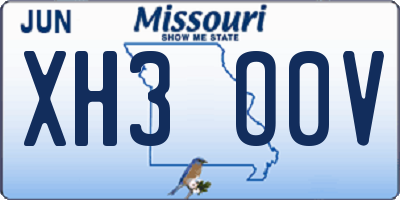 MO license plate XH3O0V