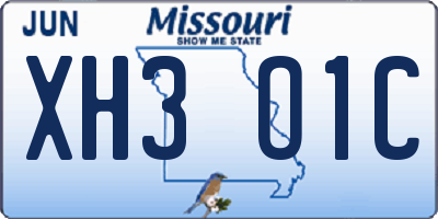 MO license plate XH3O1C