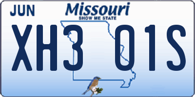 MO license plate XH3O1S