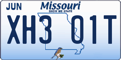 MO license plate XH3O1T