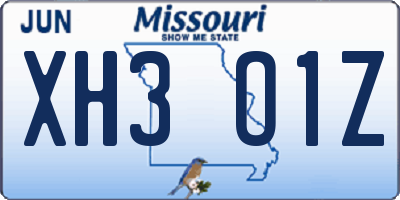 MO license plate XH3O1Z
