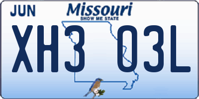 MO license plate XH3O3L
