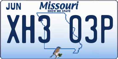 MO license plate XH3O3P