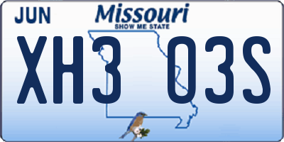 MO license plate XH3O3S