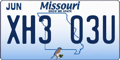 MO license plate XH3O3U