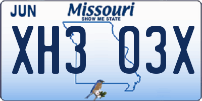 MO license plate XH3O3X