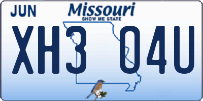 MO license plate XH3O4U
