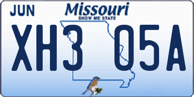 MO license plate XH3O5A