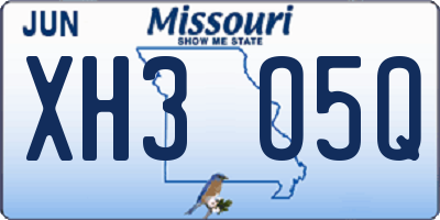 MO license plate XH3O5Q