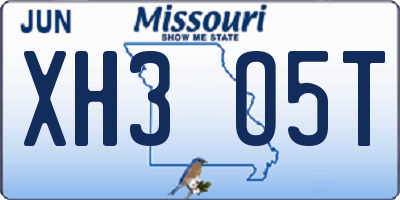 MO license plate XH3O5T
