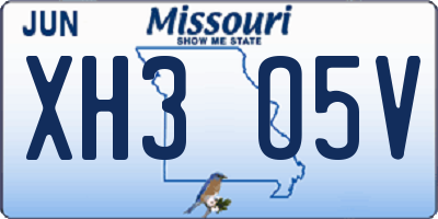 MO license plate XH3O5V