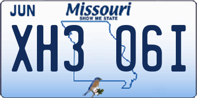 MO license plate XH3O6I