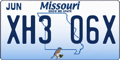 MO license plate XH3O6X