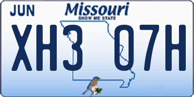 MO license plate XH3O7H