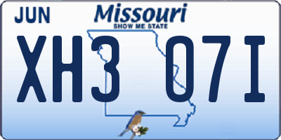 MO license plate XH3O7I