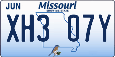 MO license plate XH3O7Y