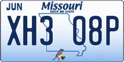 MO license plate XH3O8P
