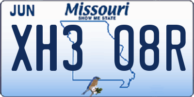 MO license plate XH3O8R