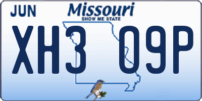MO license plate XH3O9P