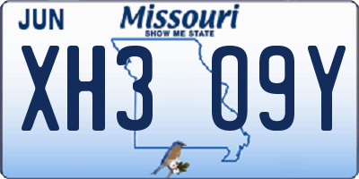 MO license plate XH3O9Y