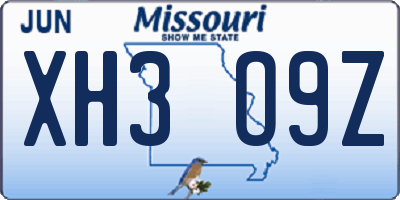 MO license plate XH3O9Z
