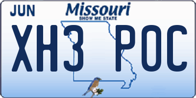 MO license plate XH3P0C