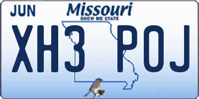 MO license plate XH3P0J