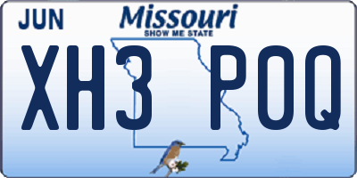 MO license plate XH3P0Q