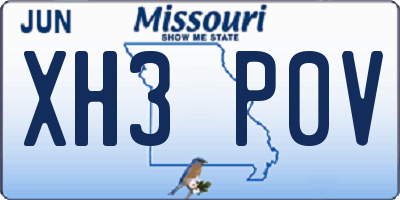 MO license plate XH3P0V