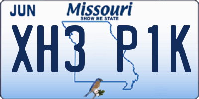 MO license plate XH3P1K