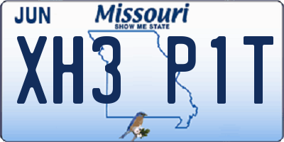 MO license plate XH3P1T
