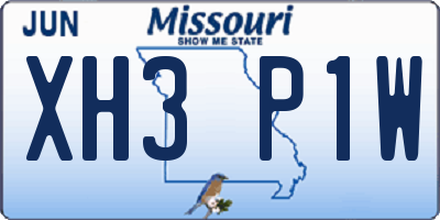 MO license plate XH3P1W