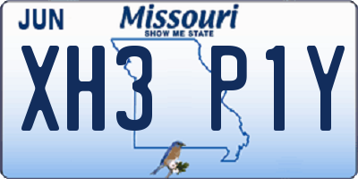 MO license plate XH3P1Y