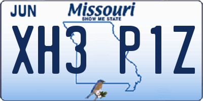 MO license plate XH3P1Z