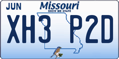 MO license plate XH3P2D