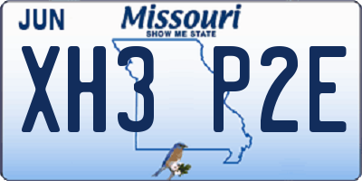 MO license plate XH3P2E