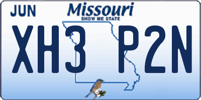 MO license plate XH3P2N
