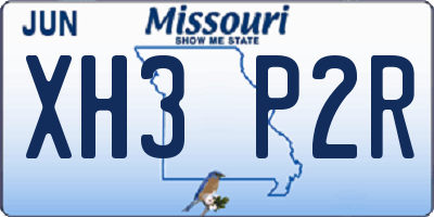 MO license plate XH3P2R