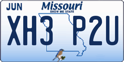 MO license plate XH3P2U
